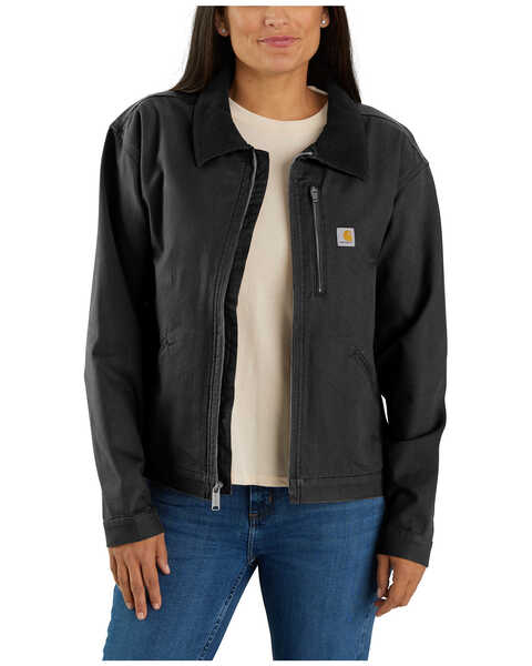 Carhartt Women's Rugged Flex® Loose Fit Canvas Detroit Jacket - Plus , Black, hi-res