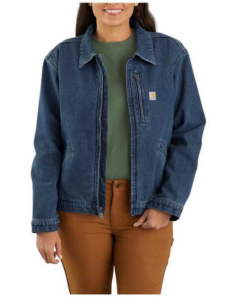 Carhartt Women's Detroit Loose Fit Denim Jacket , Medium Blue, hi-res