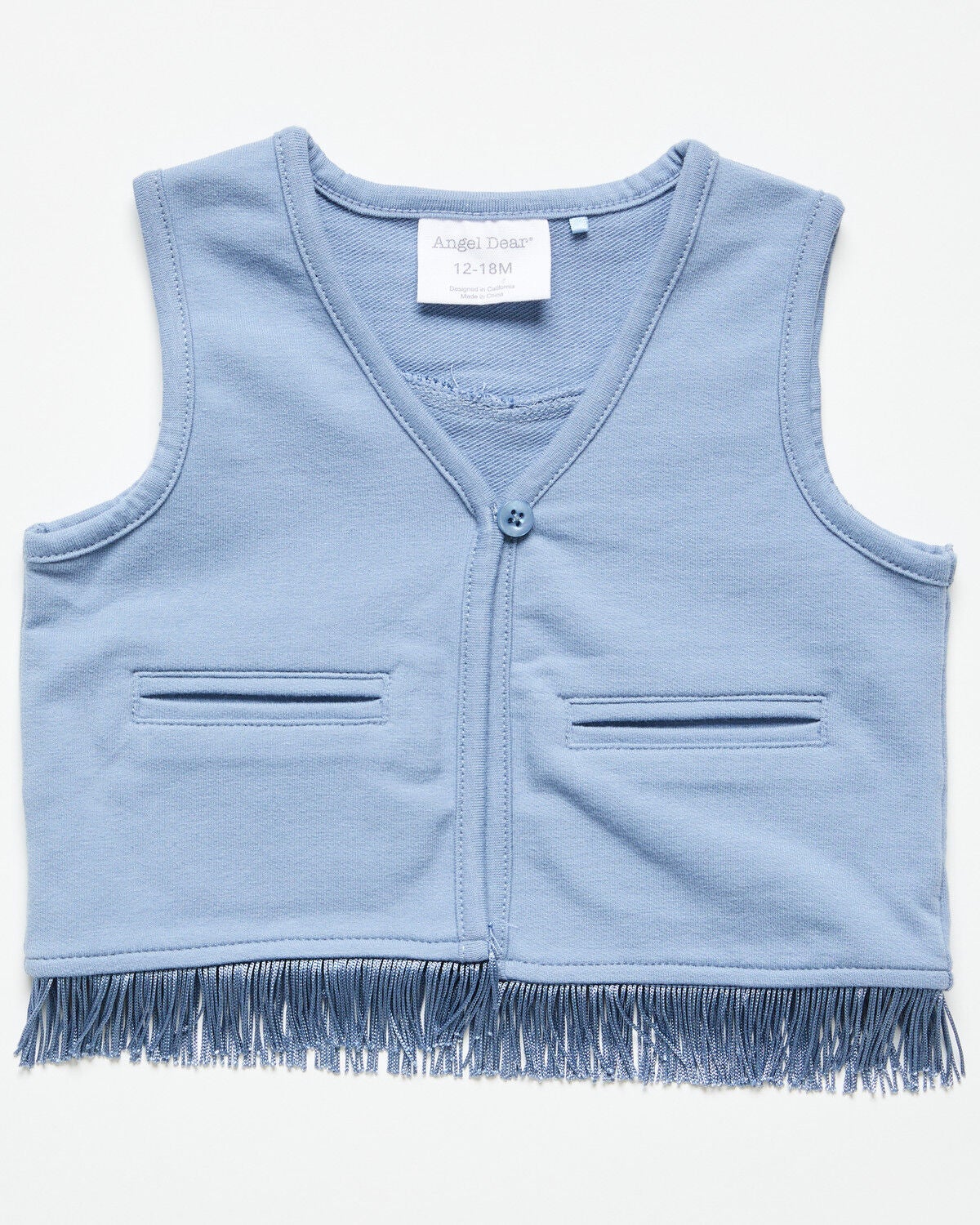 Image #1 - Angel Dear Infant Boys' French Terry Fringe Button Vest, Blue, hi-res