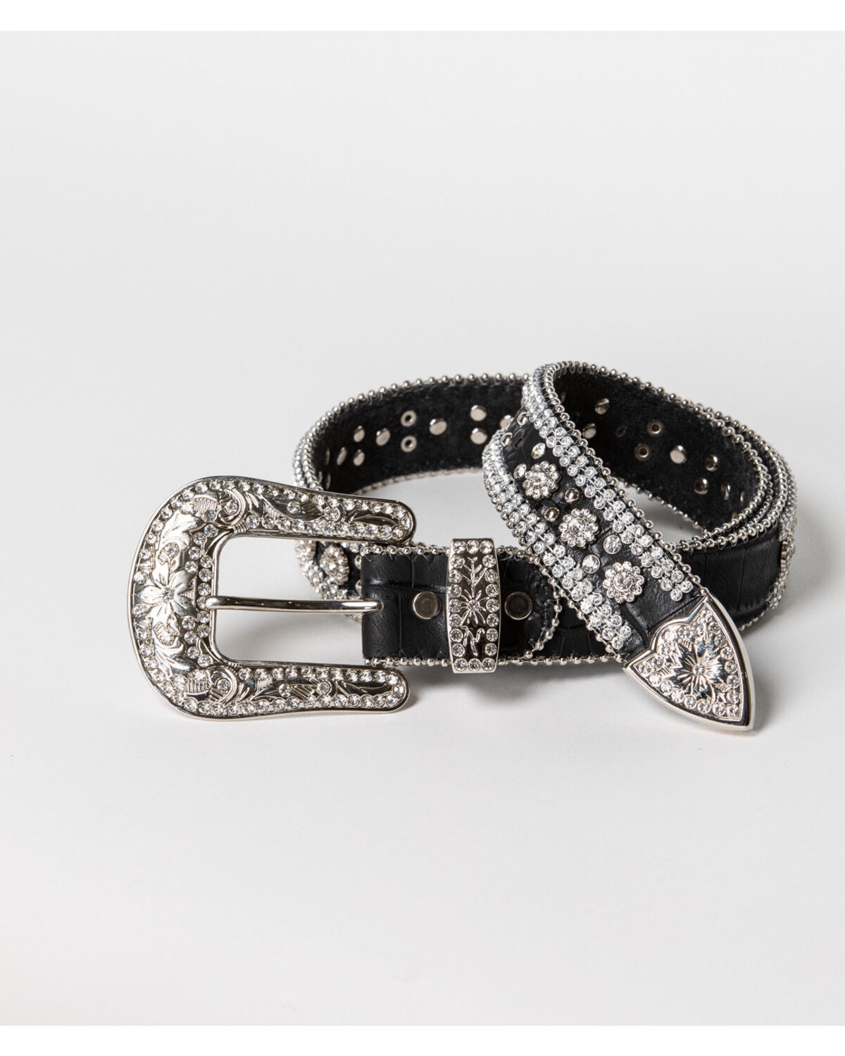 Image #3 - Shyanne Women's Floral Bling Belt, Black, hi-res