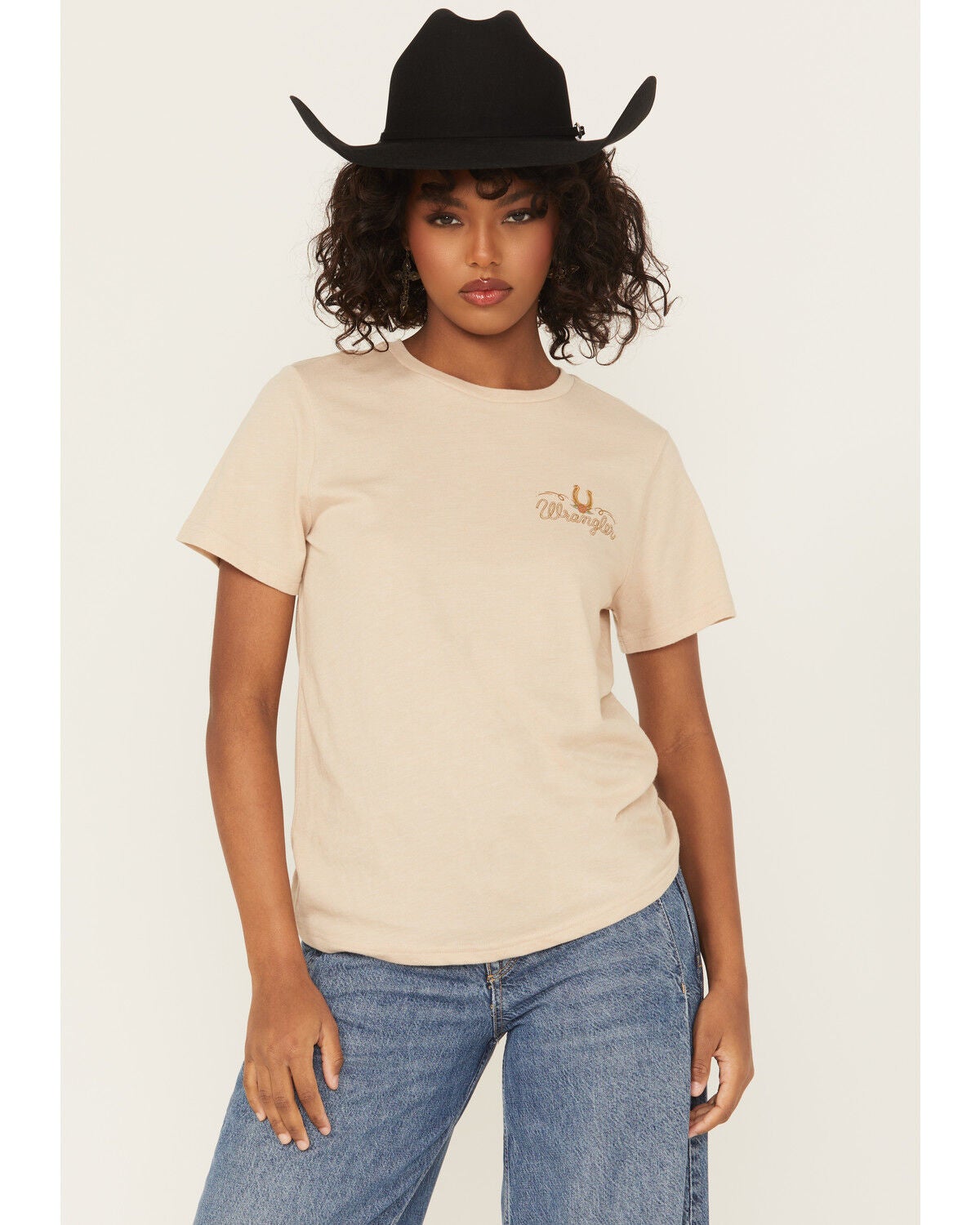 Image #2 - Wrangler Women's Logo Flower Short Sleeve Graphic Tee, Cream, hi-res