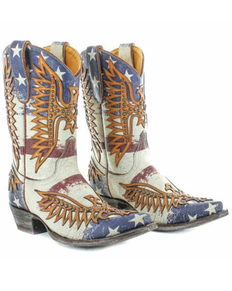 Old Gringo Women's Fairview Western Boots - Snip Toe, Brown/blue, hi-res