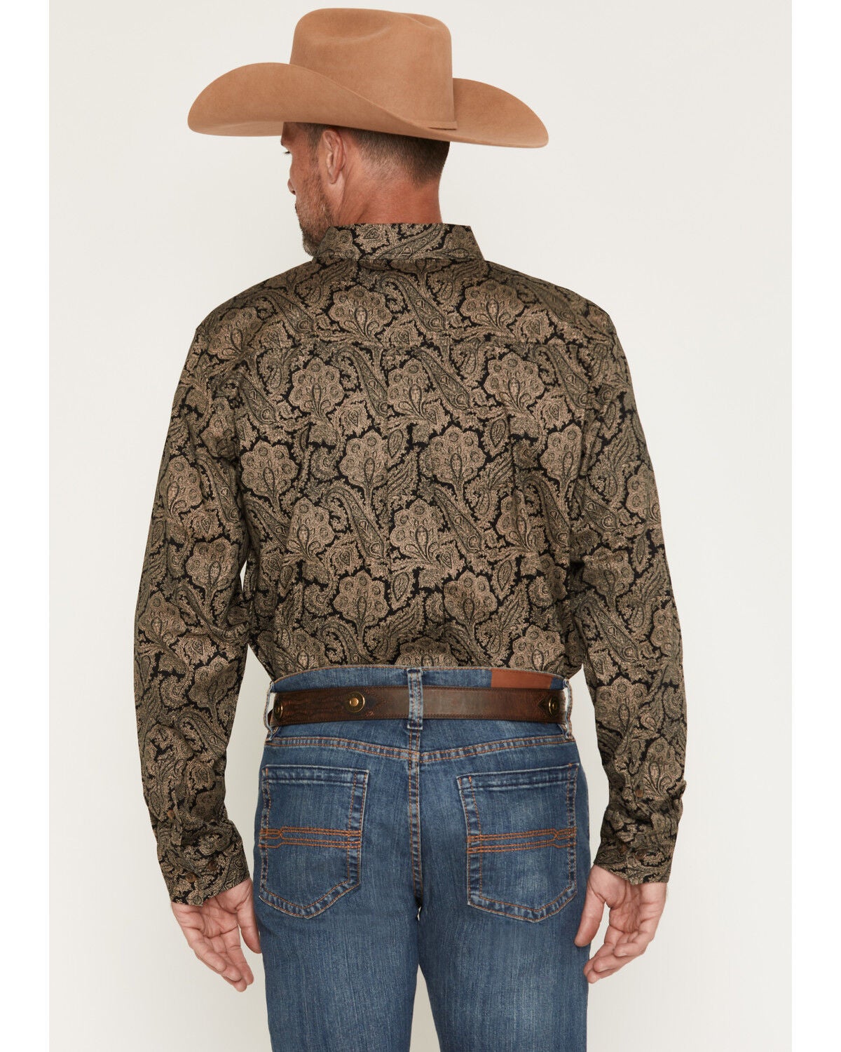 Image #4 - Cody James Men's Botanical Paisley Print Long Sleeve Button-Down Stretch Western Shirt, Khaki, hi-res