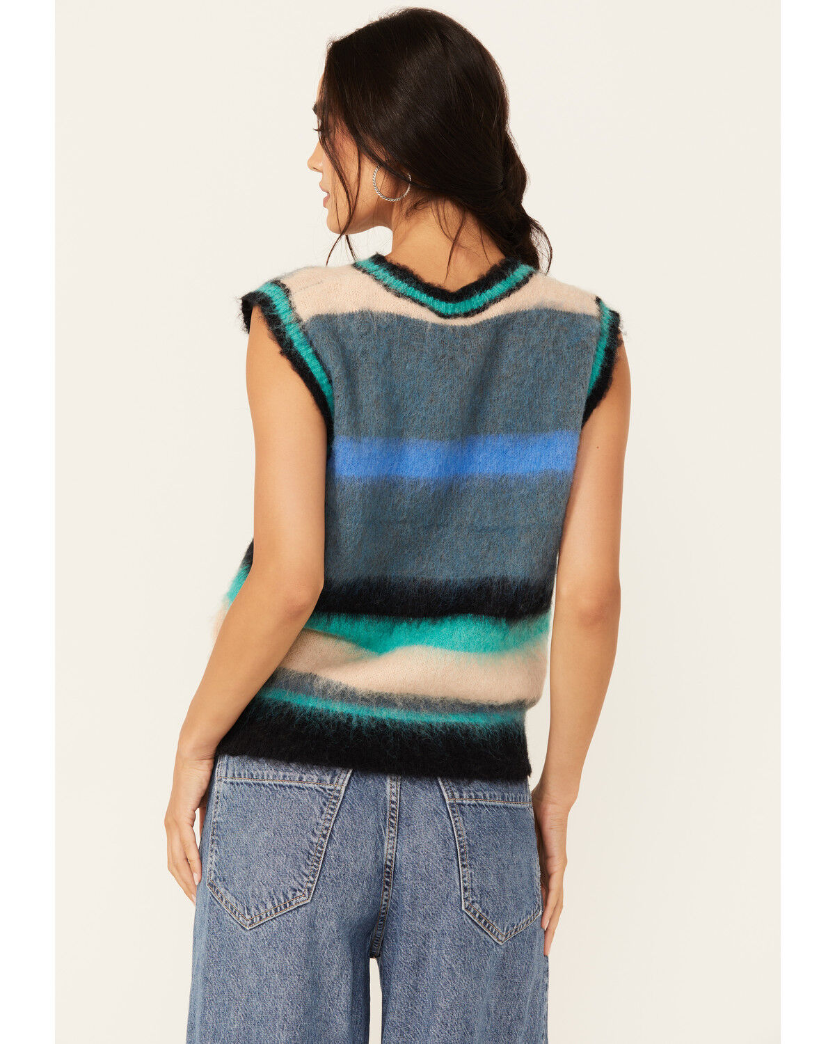 Image #4 - Molly Bracken Women's Striped Sleeveless Sweater Vest, Green, hi-res