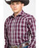 Stetson Men's Cedar Ombre Plaid Long Sleeve Western Shirt , Wine, hi-res