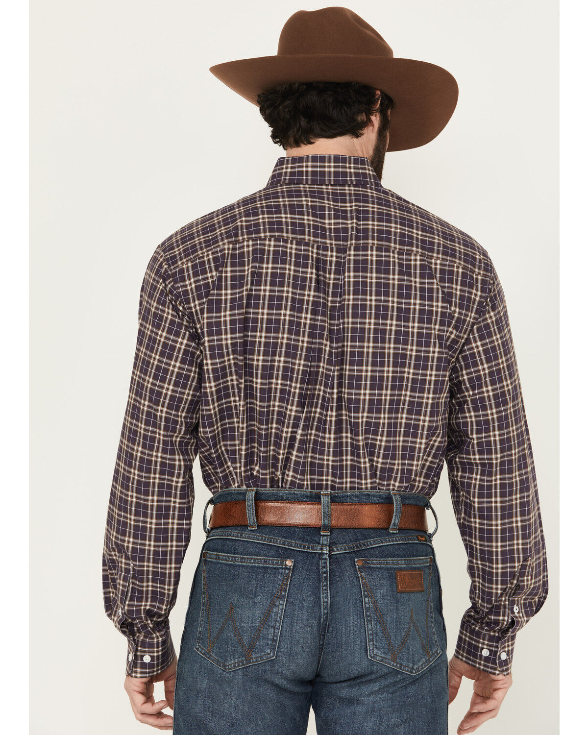 Image #4 - Cinch Men's Plaid Print Long Sleeve Button-Down Western Shirt, Purple, hi-res