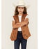 Image #1 - Fornia Girls' Studded Floral Vest, Camel, hi-res