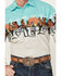 Image #3 - Panhandle Men's Desert Border Long Sleeve Pearl Snap Western Shirt, Turquoise, hi-res
