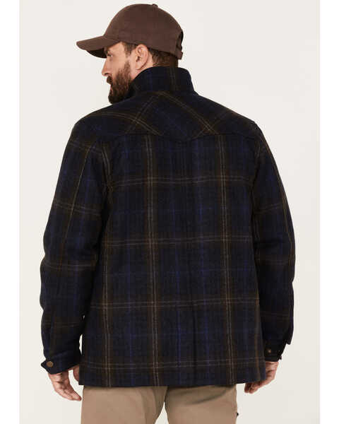 Image #4 - Powder River Outfitters Men's Full Snap Large Plaid Wool Jacket, Navy, hi-res