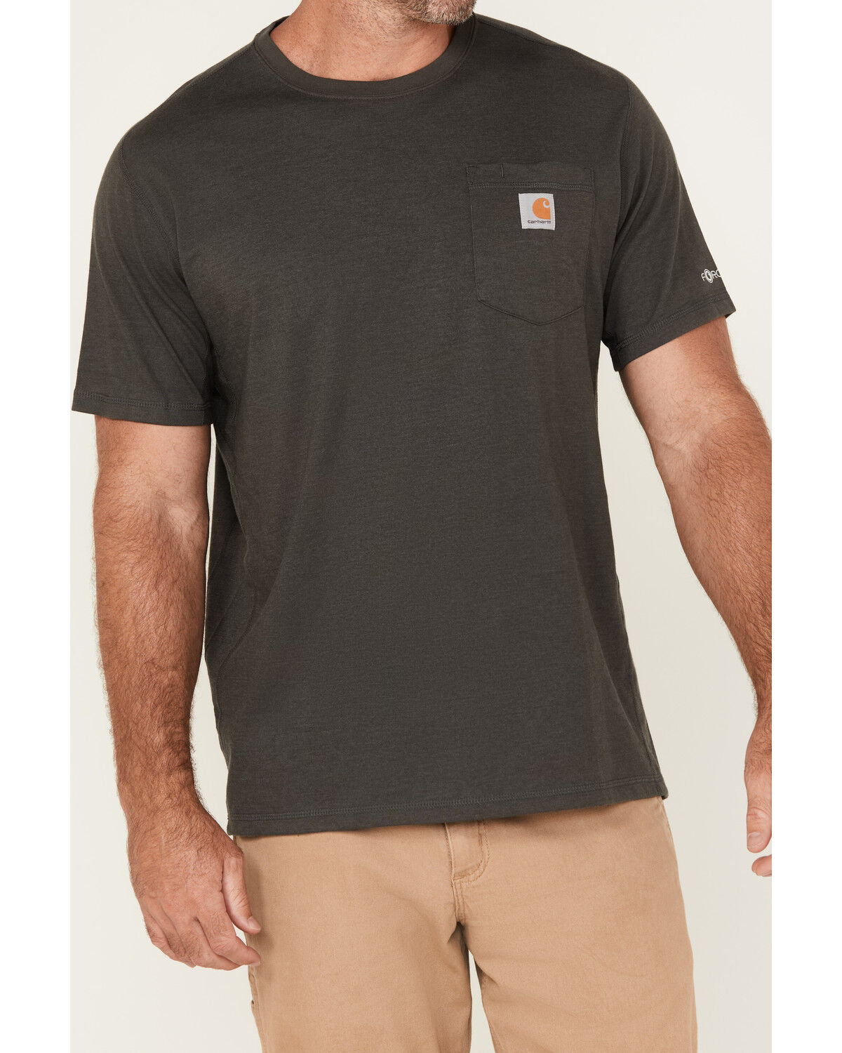 Image #3 - Carhartt Men's Force Relaxed Midweight Logo Pocket Work T-Shirt, Grey, hi-res
