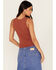 Image #4 - Cleo + Wolf Women's Whiskey Ribbed Graphic Tank Top, Brandy Brown, hi-res