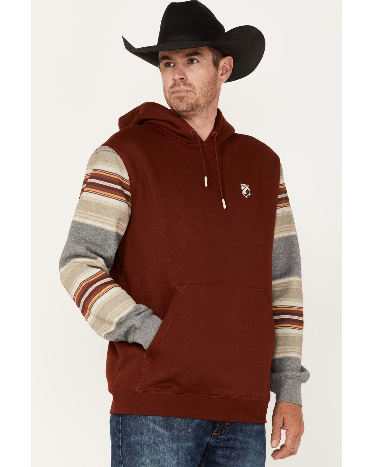 Image #2 - RANK 45&reg; Men's Stripe Sleeve Logo Hooded Sweatshirt, , hi-res