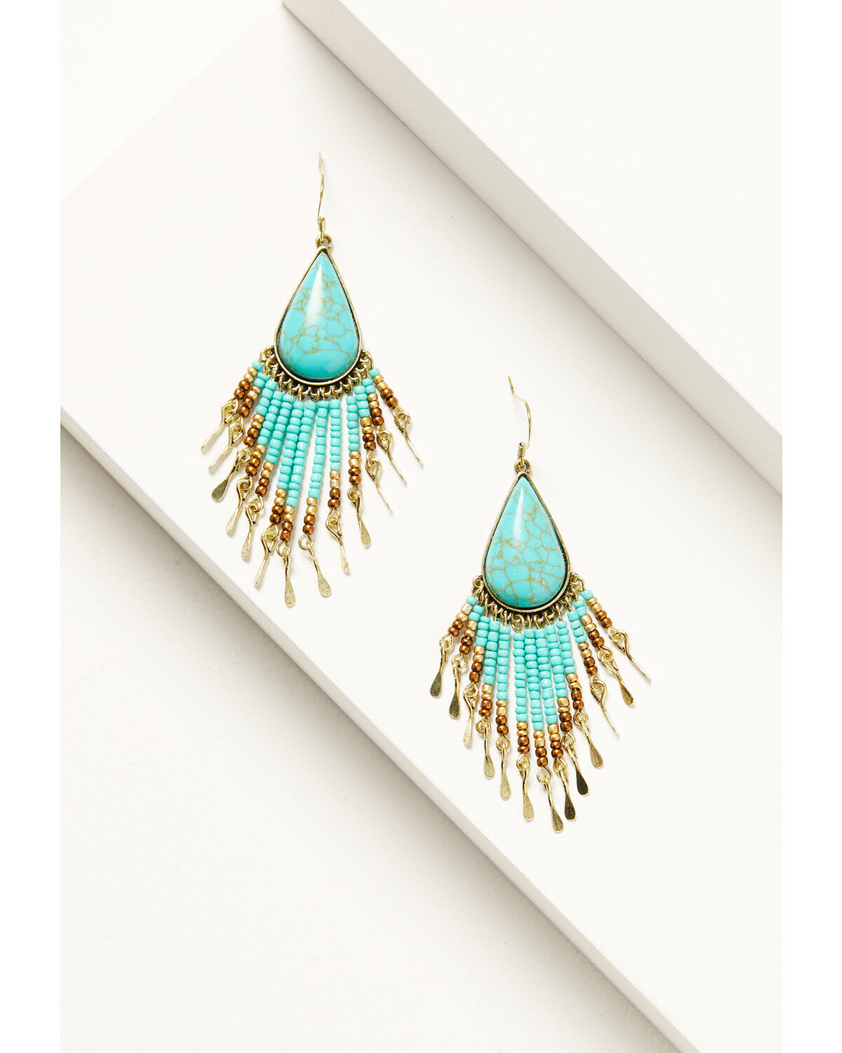 Image #1 - Shyanne Women's Desert Boheme Beaded Fringe Earrings, Gold, hi-res