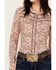 Image #3 - Rock & Roll Denim Women's Paisley Print Double Piping Long Sleeve Snap Western Shirt, Red, hi-res