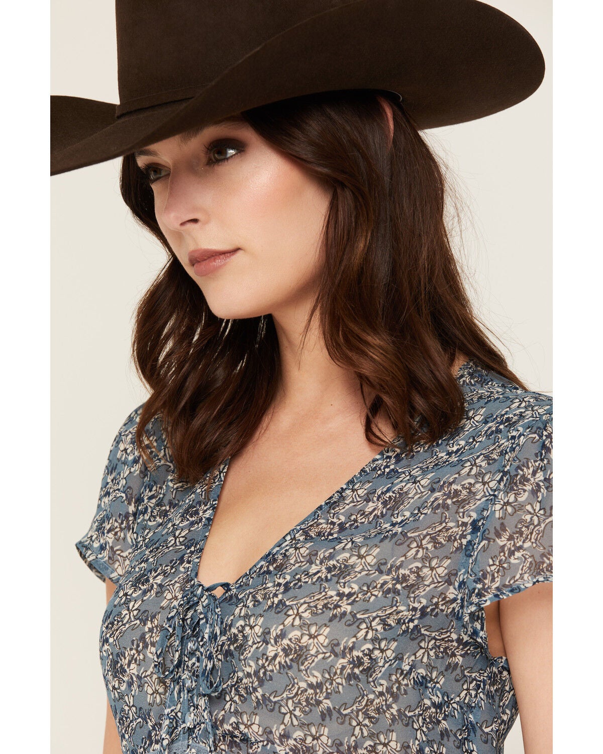 Image #2 - Idyllwind Women's Fern Flutter Sleeve Blouse, Light Blue, hi-res