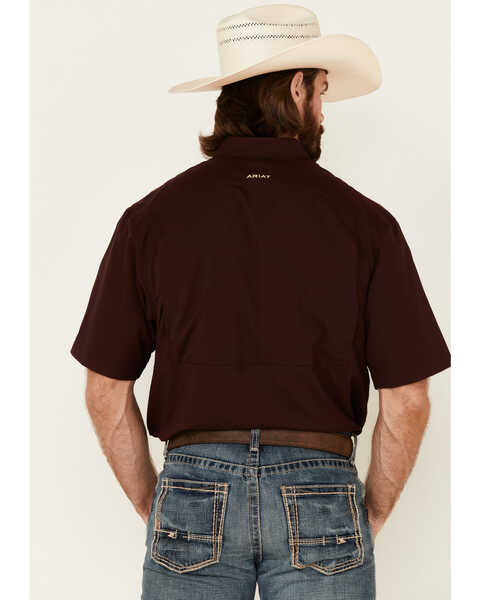 Image #4 - Ariat Men's Solid Maroon TEK Short Sleeve Button-Down Western Shirt , Burgundy, hi-res