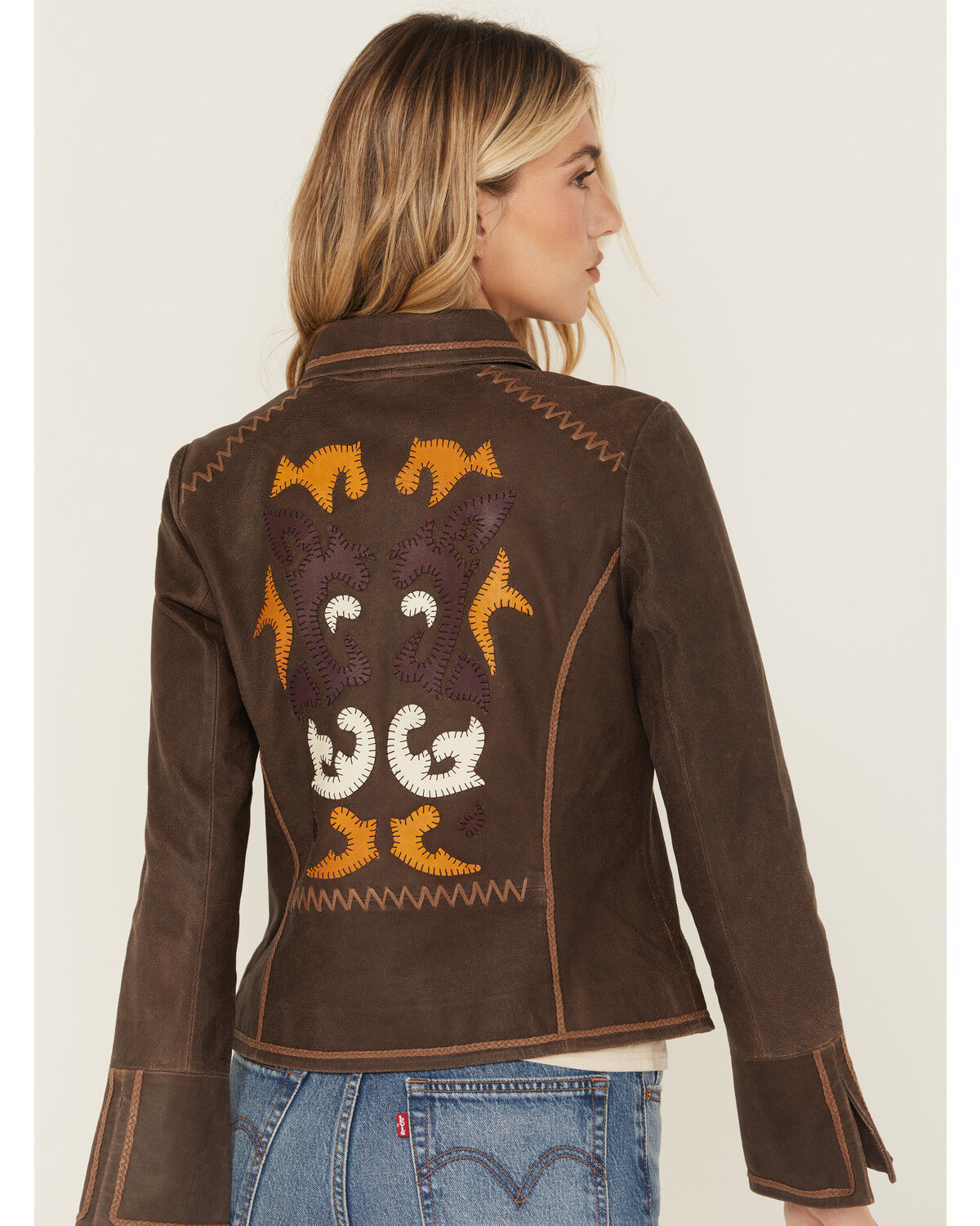 Image #4 - Shyanne Women's Washed Suede Leather Jacket, Chocolate, hi-res