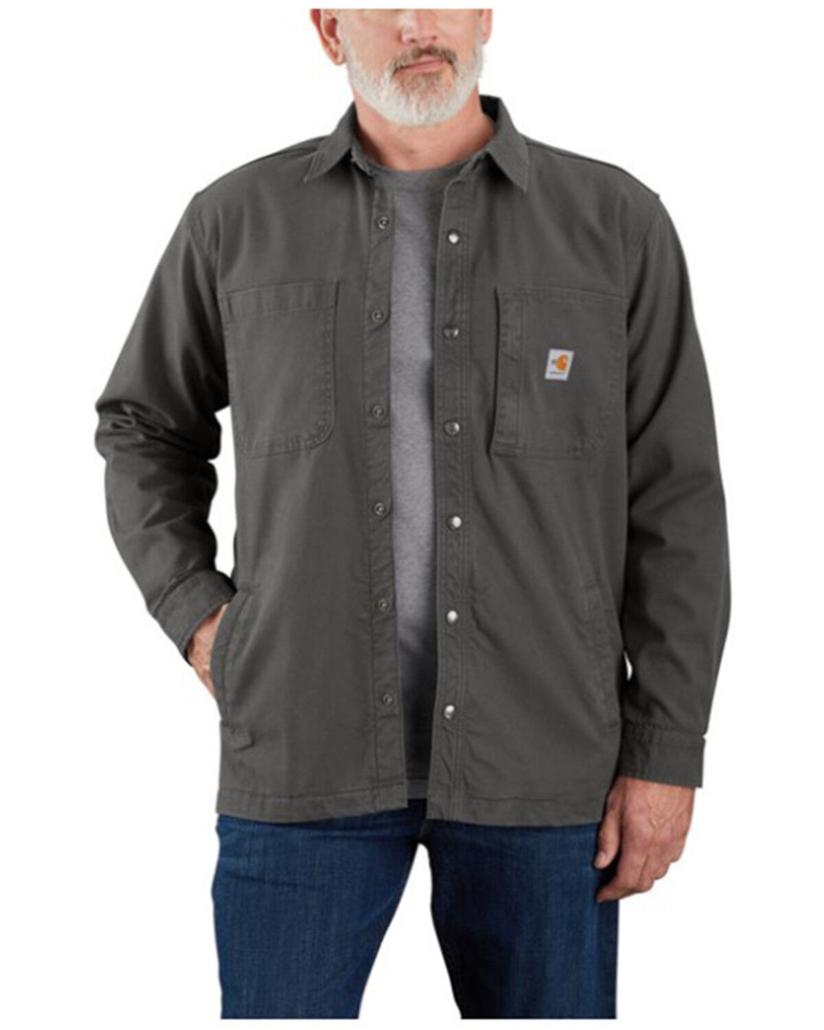 Image #1 - Carhartt Men's FR Rugged Flex® Canvas Shirt Jacket, Dark Grey, hi-res
