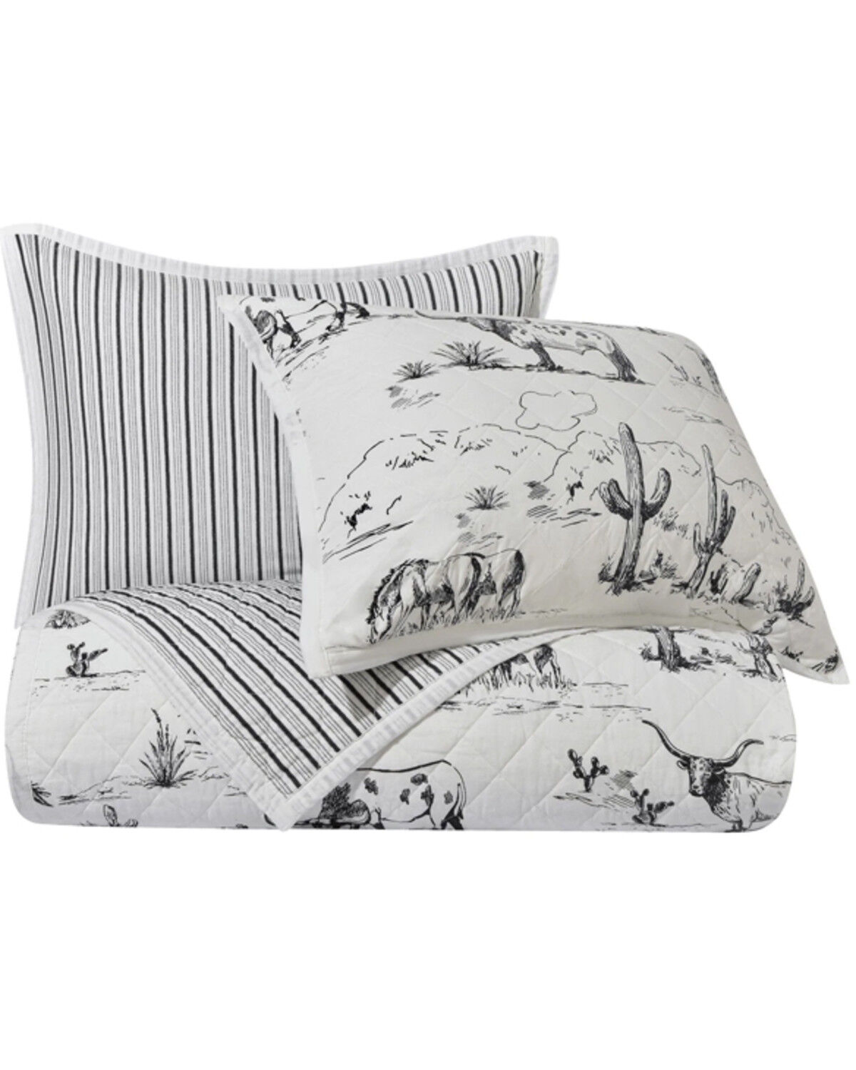Image #3 - HiEnd Accents Black Ranch Life Western Toile Reversible 2-Piece Twin Quilt Set, Black, hi-res