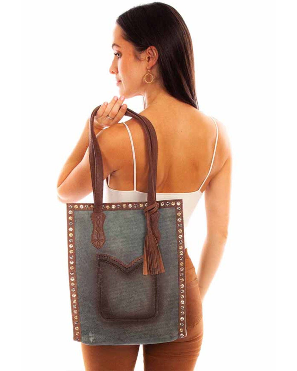 Image #1 - Scully Women's Studded Tote, Turquoise, hi-res