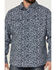 Image #3 - Brothers and Sons Men's All-Over Print Long Sleeve Button Down Western Shirt, Navy, hi-res