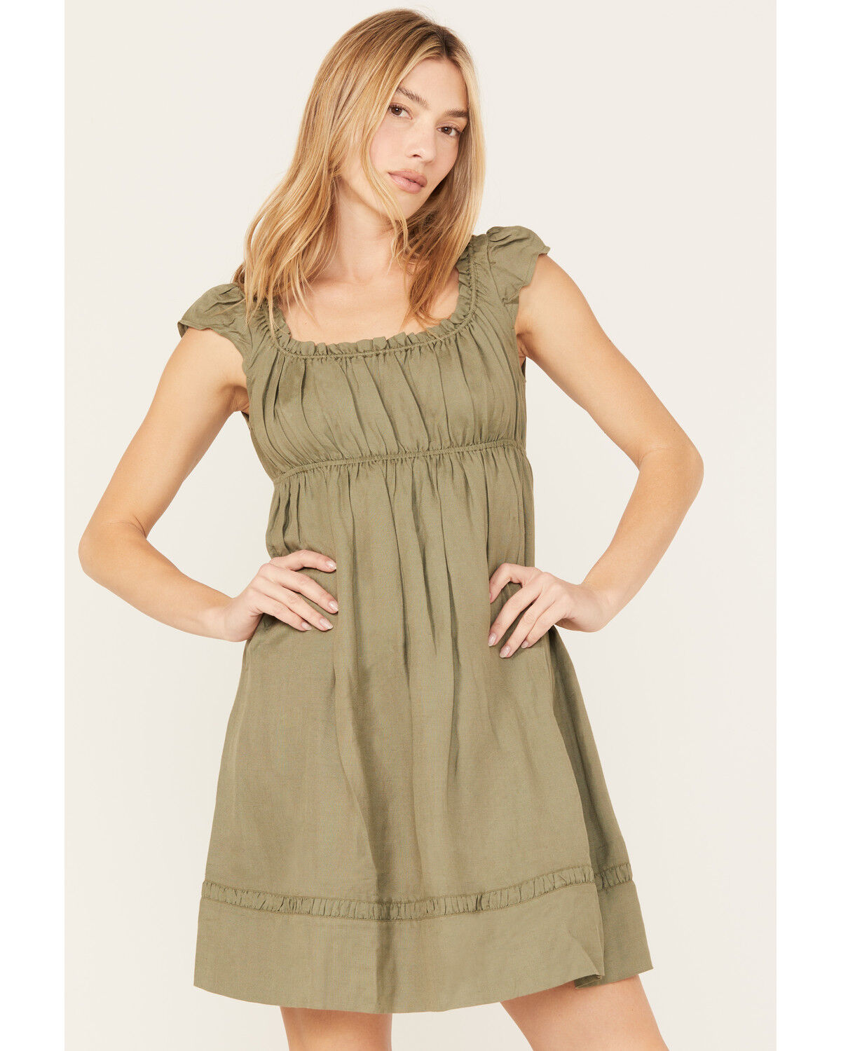Image #2 - Cleo + Wolf Women's Solid A-Line Mini Dress, Olive, hi-res