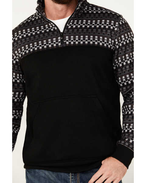 Image #3 - RANK 45® Men's Grove Striped Print 1/4 Zip Pullover , Black, hi-res