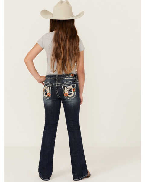 Image #3 - Grace in LA Girls' Dark Wash Bootcut Denim Jeans , Dark Wash, hi-res