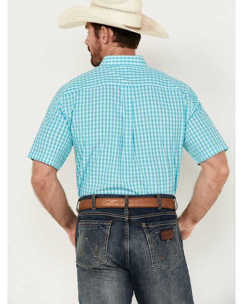 Image #4 - Ariat Men's Wrinkle Free Sterling Plaid Print Classic Fit Button-Down Shirt - Big , Turquoise, hi-res