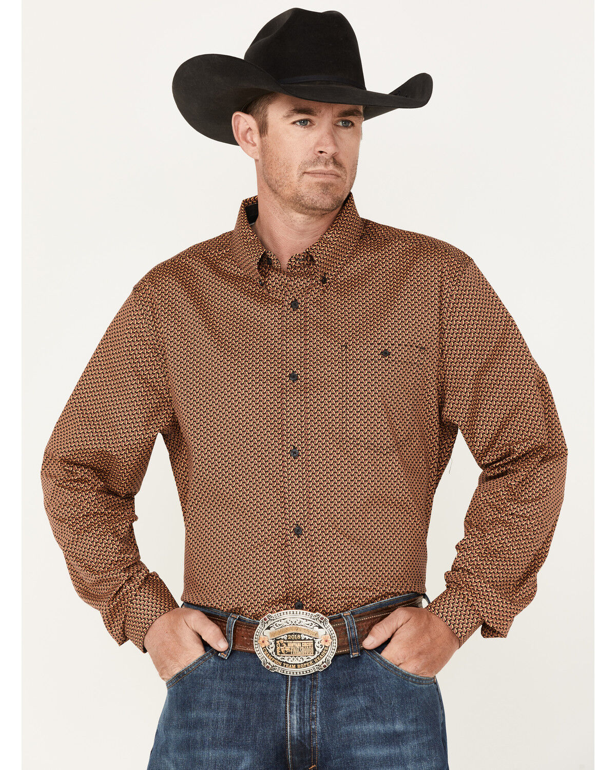 Image #1 - RANK 45® Men's Anvil Geo Print Button-Down Western Shirt, Multi, hi-res