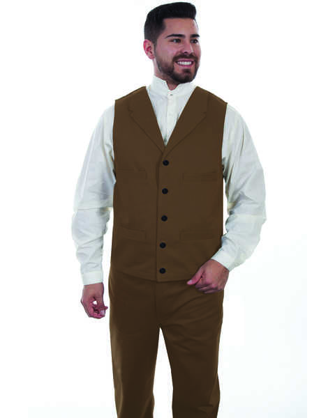 Image #1 - Scully Men's Herringbone Vest, Brown, hi-res