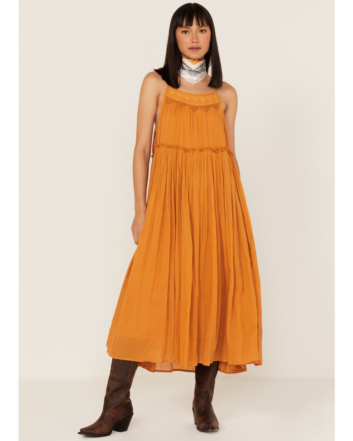 Image #1 - Talisman Women's Raja Sleeveless Midi Dress, Orange, hi-res