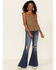 Shyanne Women's Embroidered Flutter Short Sleeve Top , Olive, hi-res