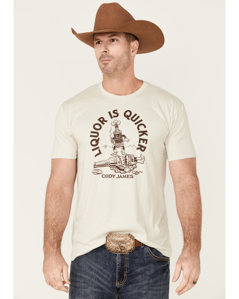 Cody James Men's Liquer is Quicker Graphic Short Sleeve T-Shirt , Tan, hi-res