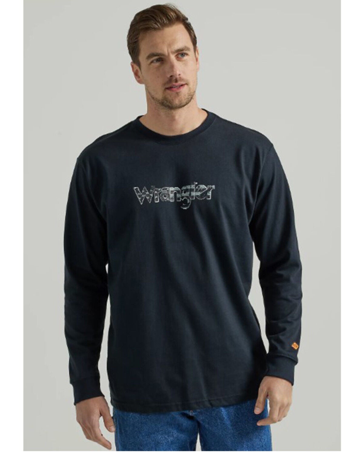 Wrangler Men's FR Flag Long Sleeve Graphic T-Shirt, Black, hi-res