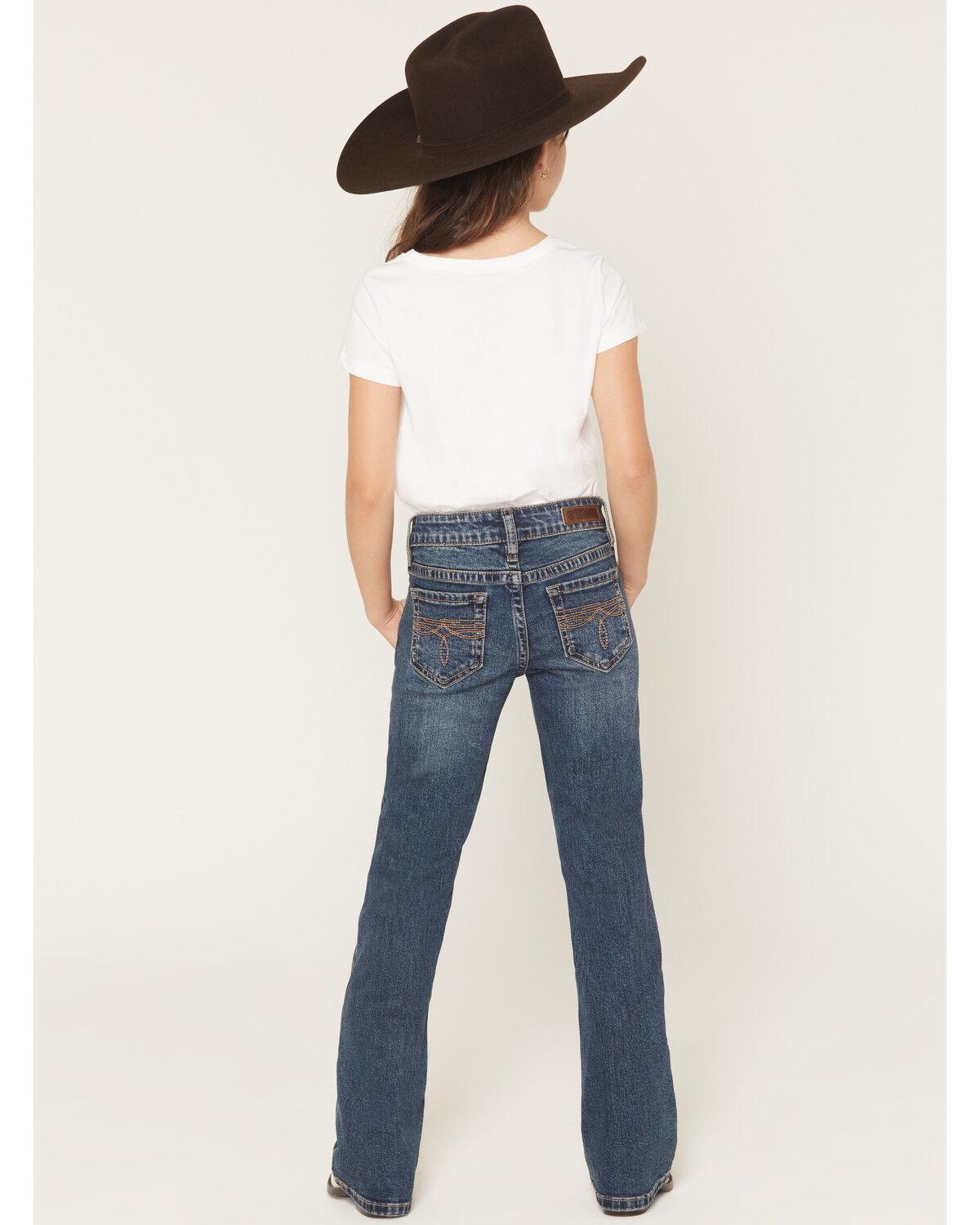 Image #3 - Rock & Roll Denim Girls' Medium Wash Boot Stitch Bootcut Denim Jeans, Medium Wash, hi-res