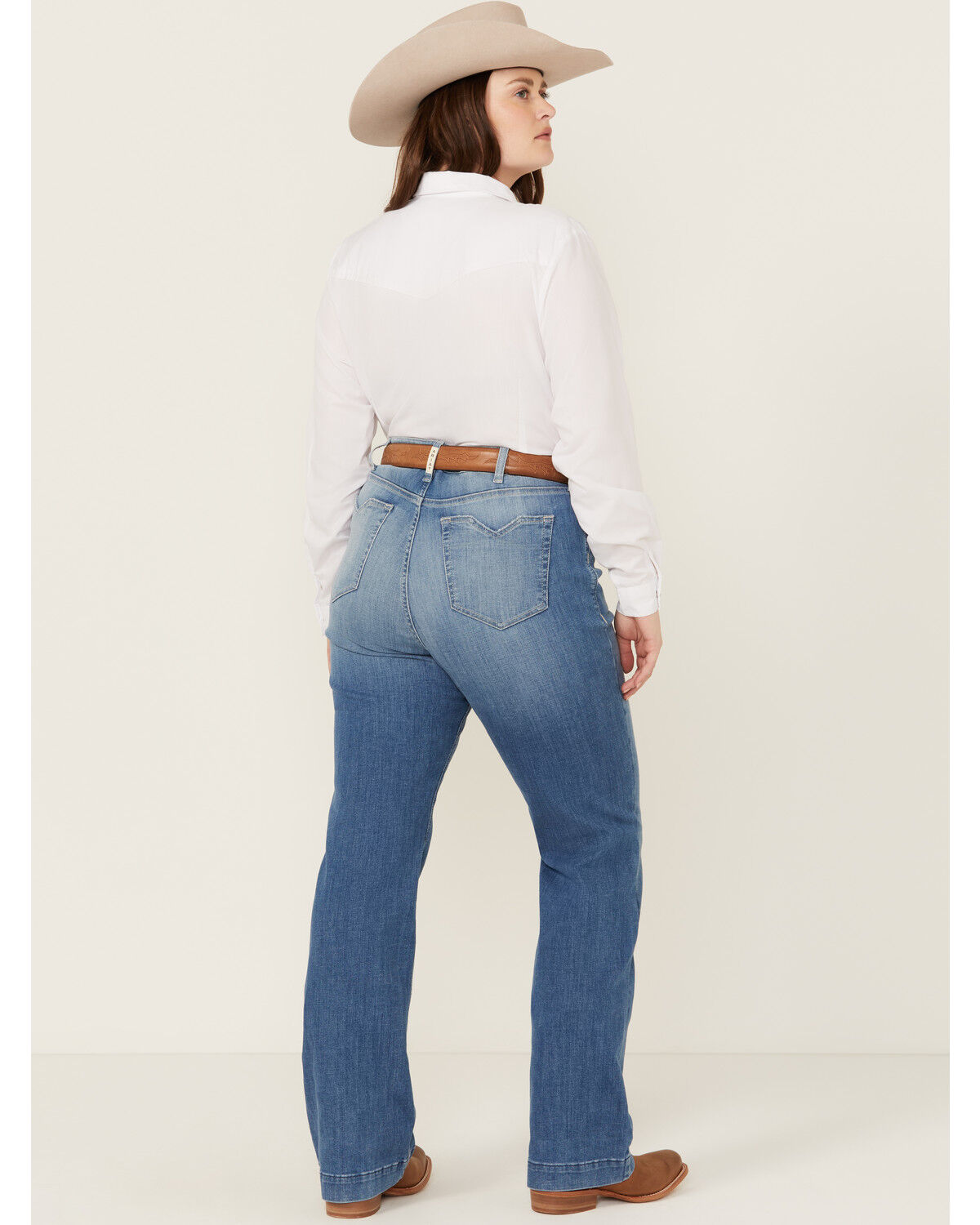 Image #3 - Ariat Women's Claire Medium Wash High Rise Slim Trouser Stretch Denim Jeans - Plus, Medium Wash, hi-res