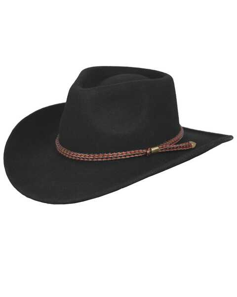 Outback Trading Co Men's Broken Hill Crushable Felt Hat, Black, hi-res