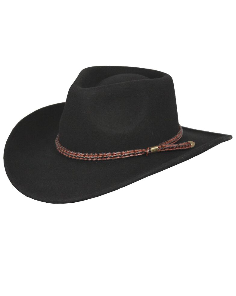 Outback Trading Co. Broken Hill Crushable Australian Wool Hat, Black, hi-res
