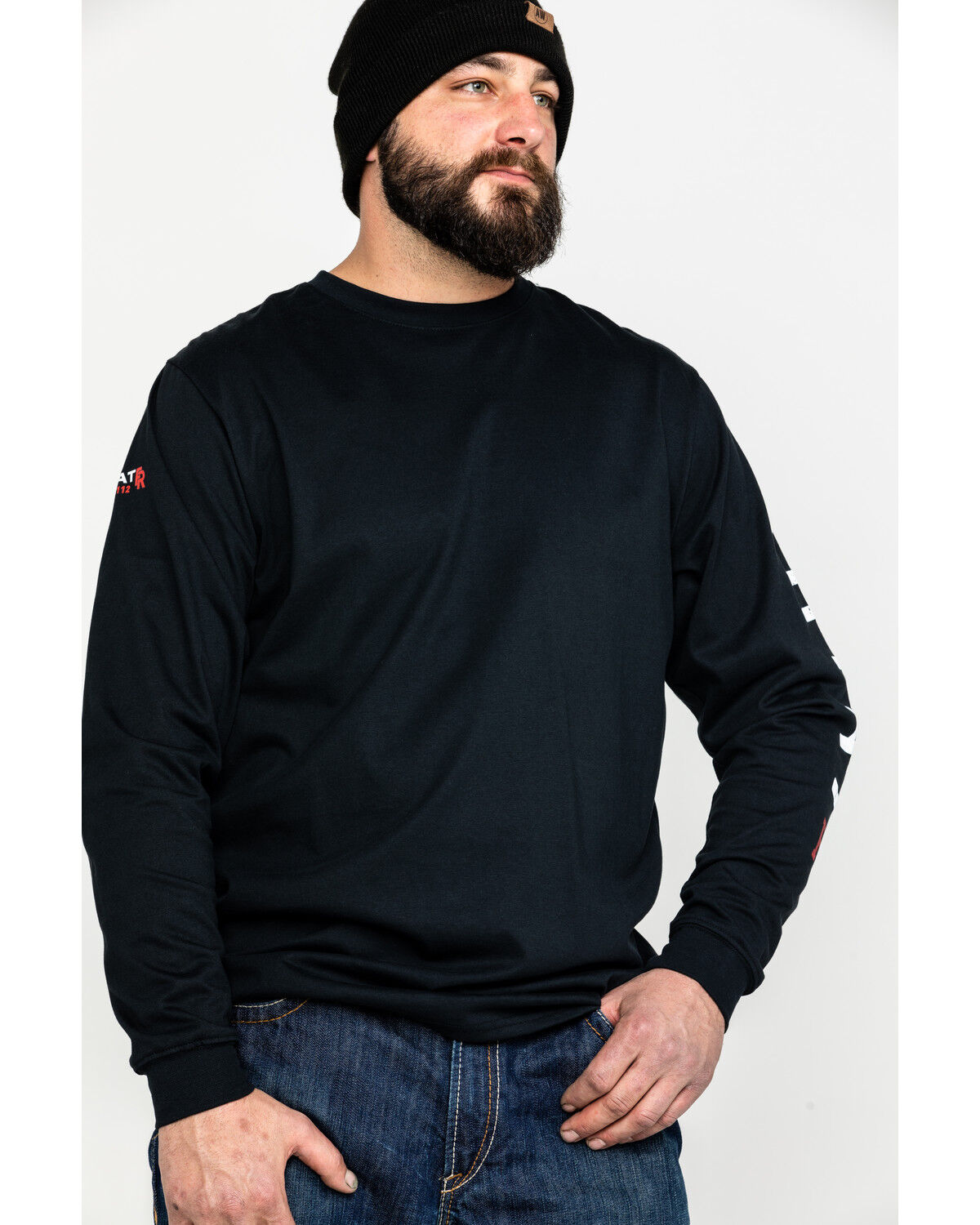 Image #3 - Ariat Men's FR Roughneck Skull Logo Crew Long Sleeve Work T-Shirt - Big, Black, hi-res