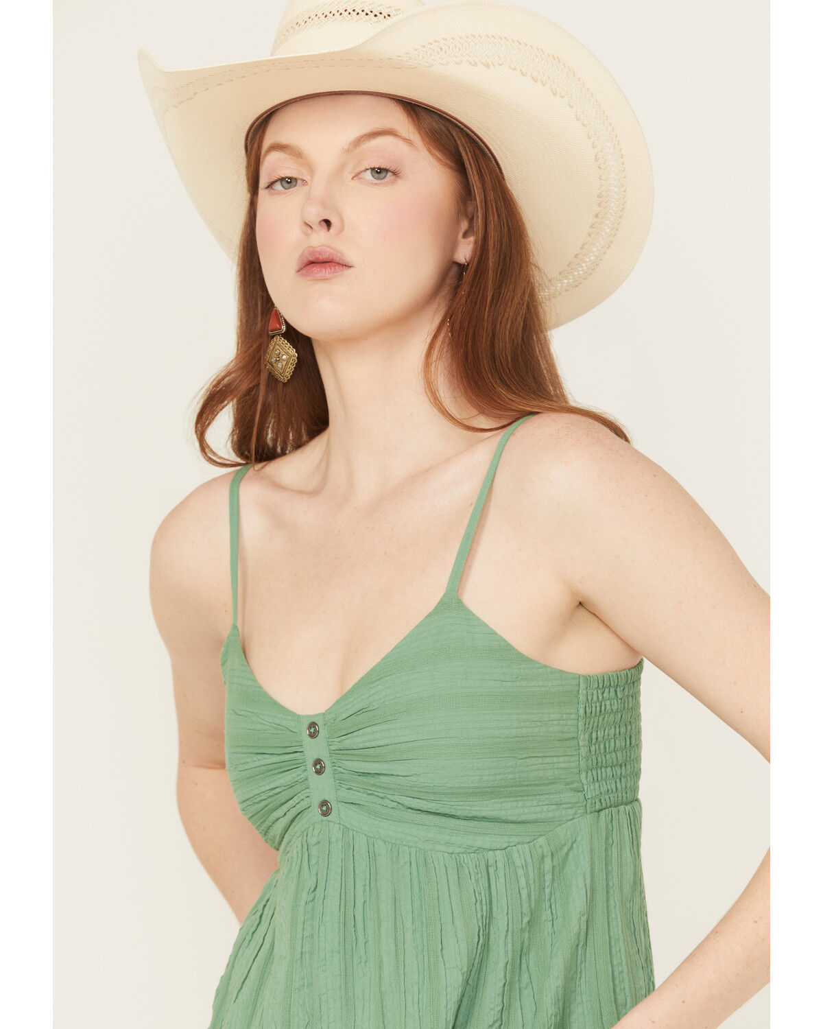 Image #2 - Cleo + Wolf Women's Enya Seersucker Striped Tank Top, Green, hi-res