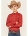 Image #1 - Cinch Boys' Geo Print Long Sleeve Button-Down Western Shirt, Red, hi-res