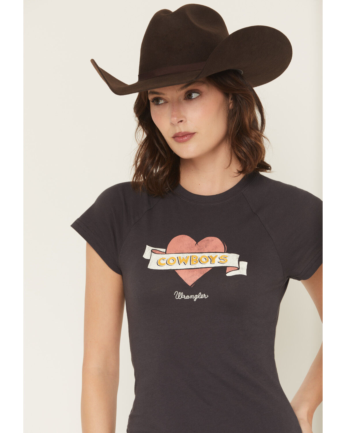 Image #2 - Wrangler Women's Cowboys Short Sleeve Graphic Baby Tee, Black, hi-res