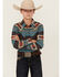 Image #1 - Cody James Boys' Bandera Southwestern Print Long Sleeve Snap Flannel Shirt, Blue, hi-res
