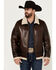 Image #1 - Scully Men's Sherpa Lined Leather Jacket, Chocolate, hi-res