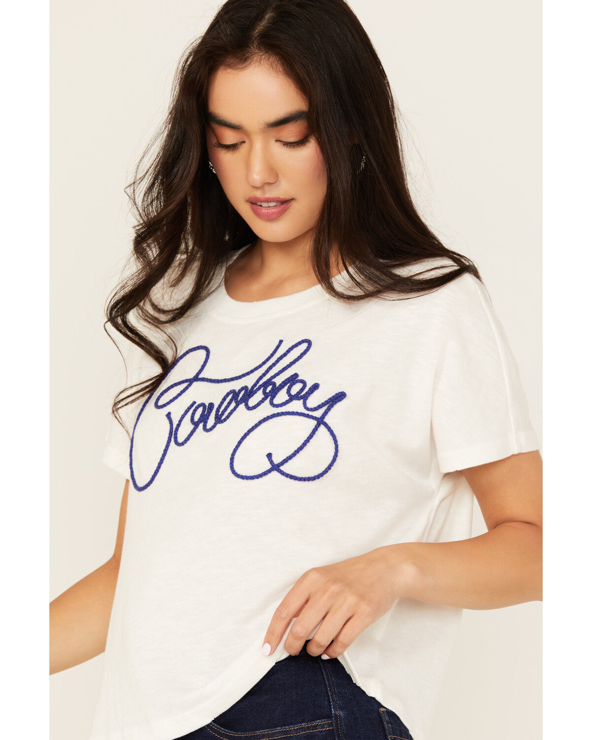 Image #2 - Ariat Women's Cowboy Embroidered Short Sleeve Tee, White, hi-res