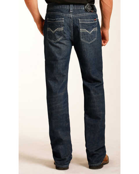Rock & Roll Denim Men's Double Barrel Relaxed Fit Flame Resistant Bootcut Jeans, Blue, hi-res