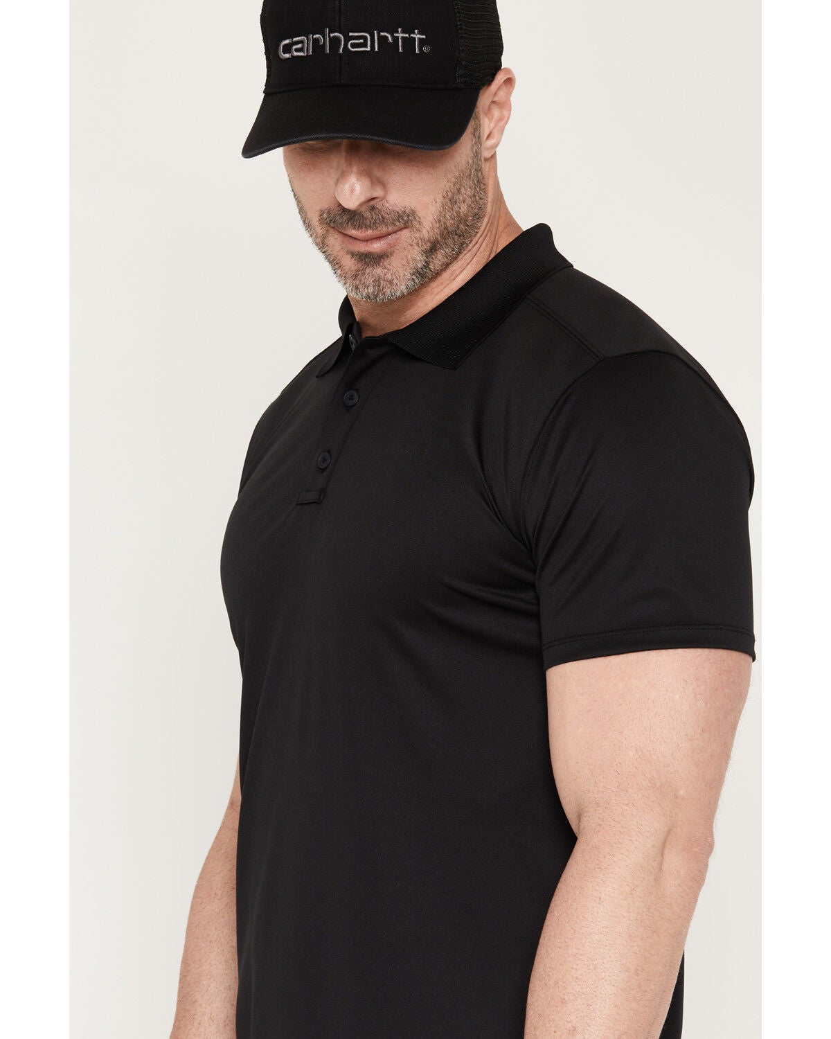 Image #2 - Carhartt Men's Force Sun Defender&trade; Relaxed Fit Lightweight Short Sleeve Polo, Black, hi-res