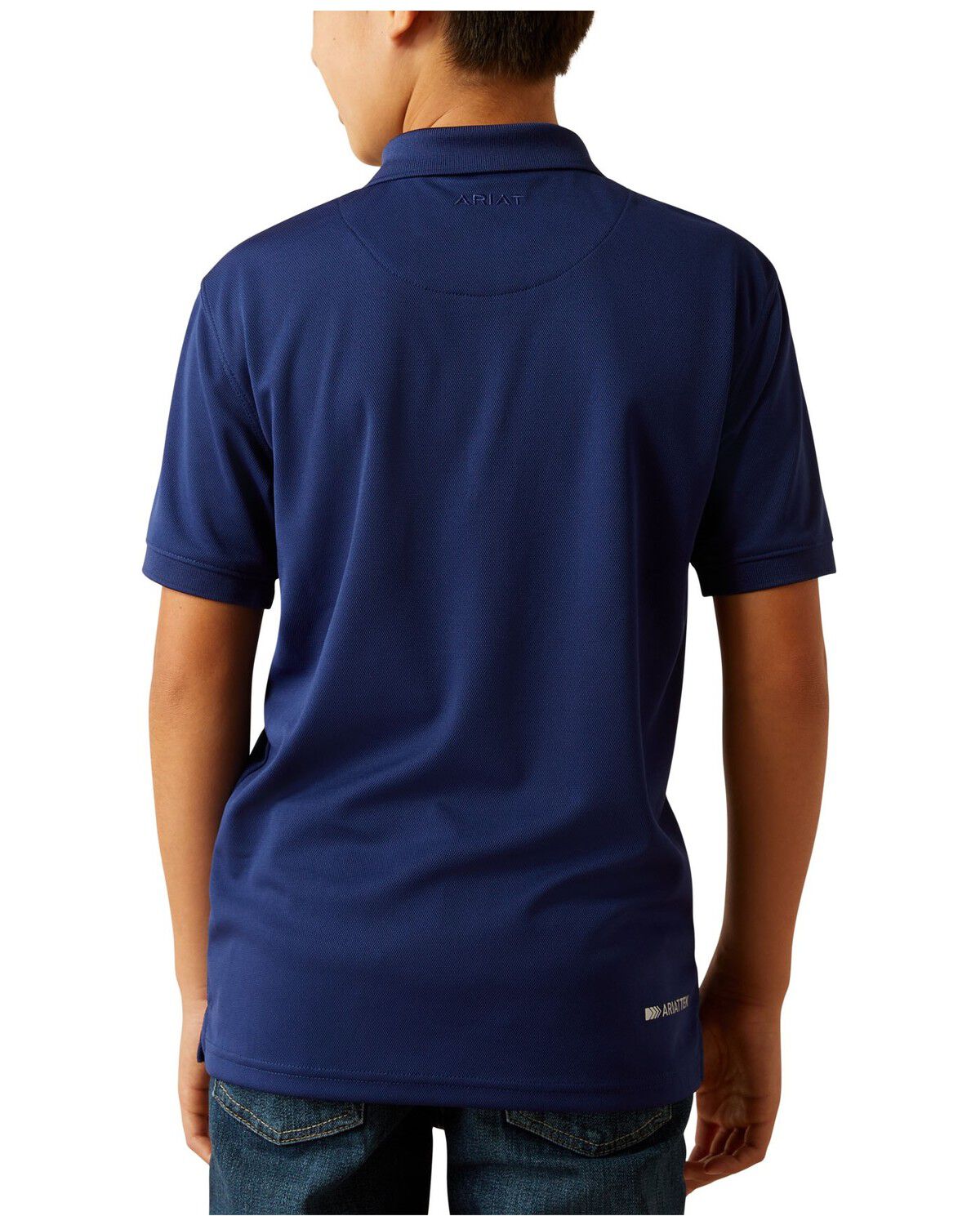 Image #2 - Ariat Boys' VentTEK Short Sleeve Polo, Blue, hi-res