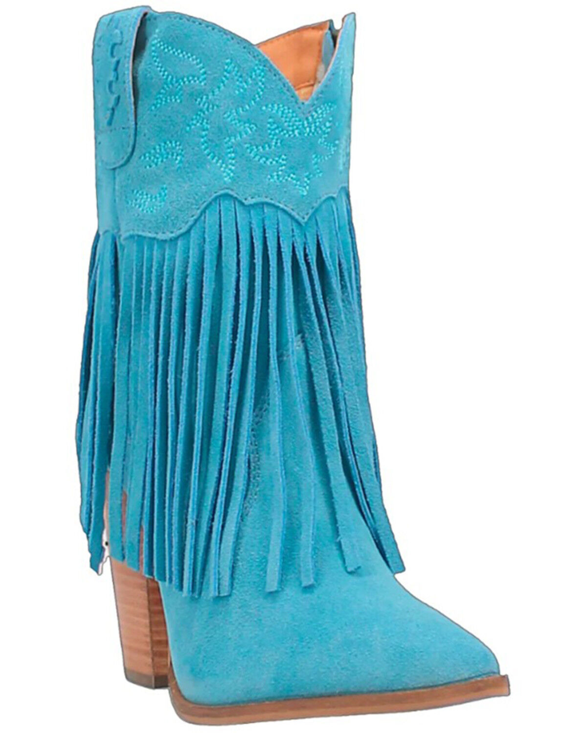 Image #1 - Dingo Women's Crazy Train Leather Booties - Round Toe, Blue, hi-res
